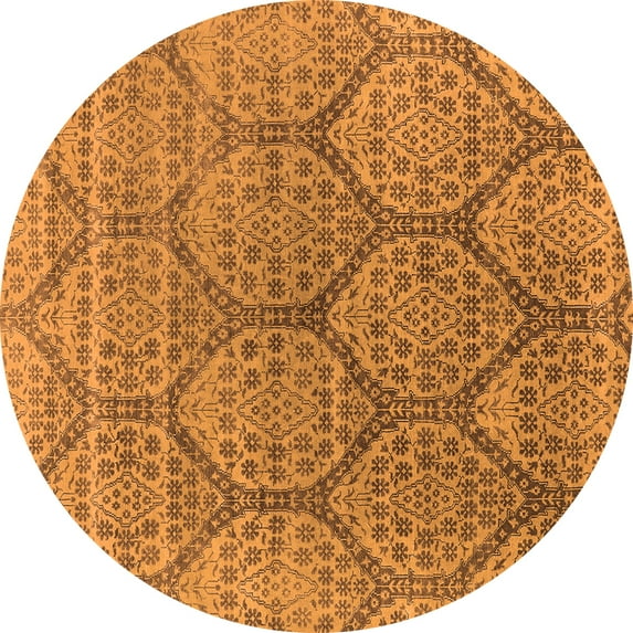 Ahgly Company Indoor Round Oriental Orange Industrial Area Rugs, 7' Round