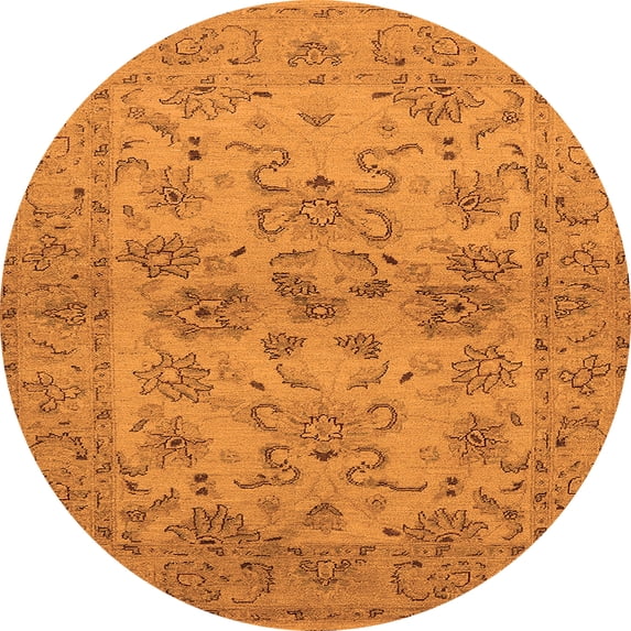 Ahgly Company Indoor Round Oriental Orange Industrial Area Rugs, 8' Round