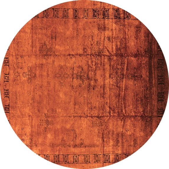 Ahgly Company Indoor Round Oriental Orange Traditional Area Rugs, 7' Round
