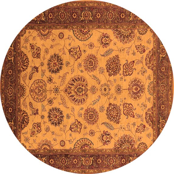 Ahgly Company Indoor Round Oriental Orange Traditional Area Rugs, 8' Round