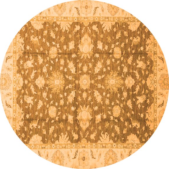 Ahgly Company Indoor Round Oriental Orange Traditional Area Rugs, 8' Round