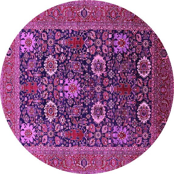 Ahgly Company Indoor Round Oriental Pink Industrial Area Rugs, 5' Round