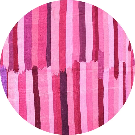 Ahgly Company Indoor Round Oriental Pink Traditional Area Rugs, 6' Round