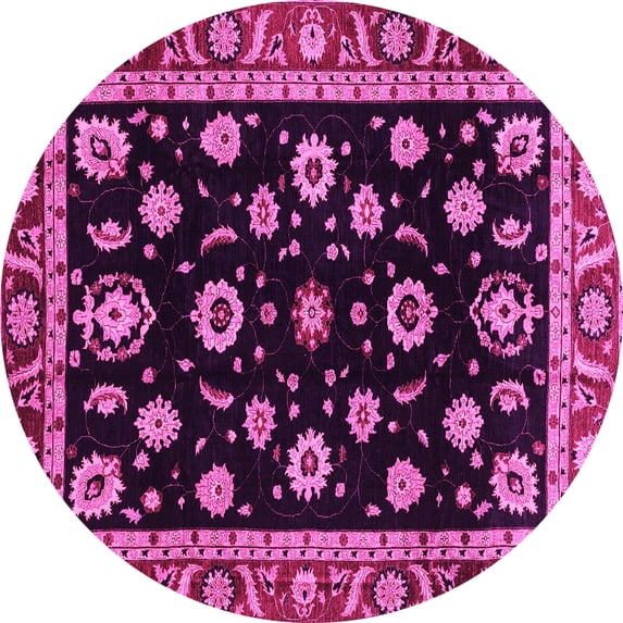 Ahgly Company Indoor Round Oriental Pink Traditional Area Rugs, 8' Round
