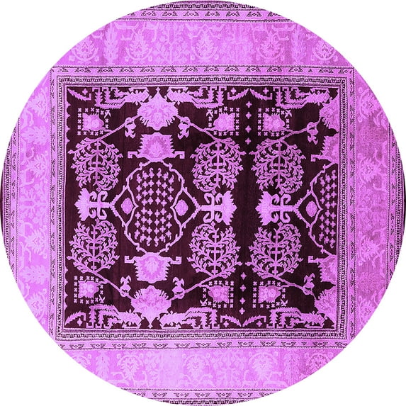 Ahgly Company Indoor Round Oriental Purple Industrial Area Rugs, 4' Round