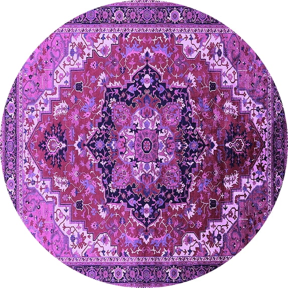 Ahgly Company Indoor Round Oriental Purple Industrial Area Rugs, 4' Round