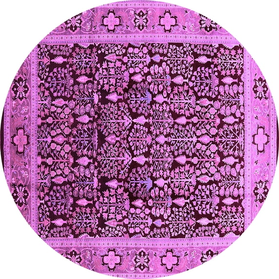 Ahgly Company Indoor Round Oriental Purple Industrial Area Rugs, 5' Round