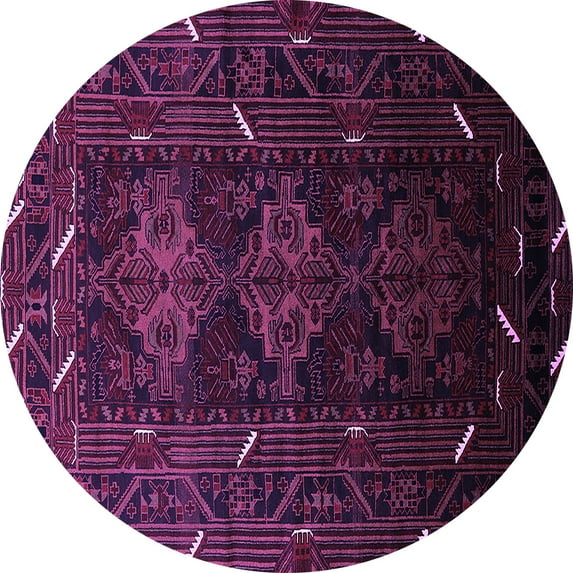 Ahgly Company Indoor Round Oriental Purple Industrial Area Rugs, 6' Round
