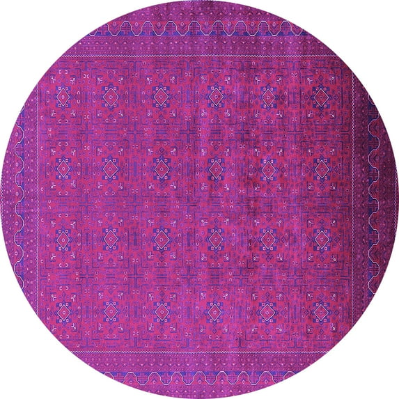 Ahgly Company Indoor Round Oriental Purple Industrial Area Rugs, 8' Round