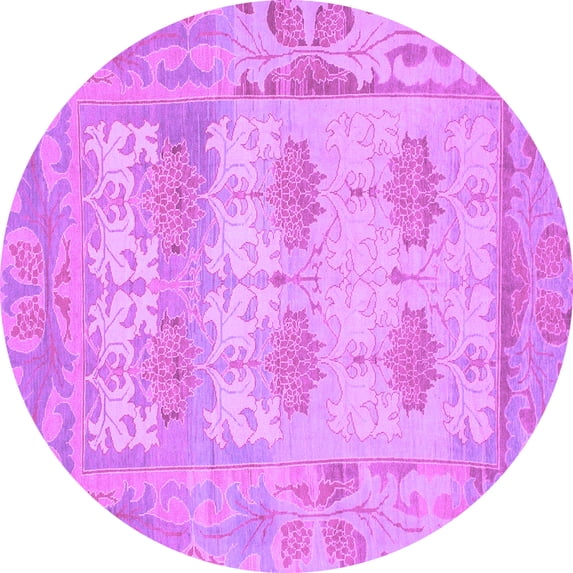 Ahgly Company Indoor Round Oriental Purple Traditional Area Rugs, 3' Round
