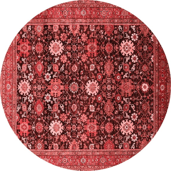 Ahgly Company Indoor Round Oriental Red Industrial Area Rugs, 6' Round