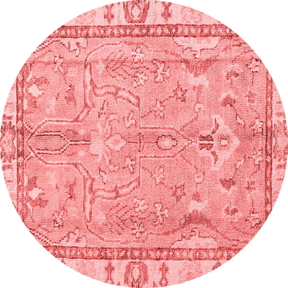 Ahgly Company Indoor Round Oriental Red Traditional Area Rugs, 6' Round