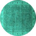 thumbnail image 1 of Ahgly Company Indoor Round Oriental Turquoise Blue Industrial Area Rugs, 6' Round, 1 of 4