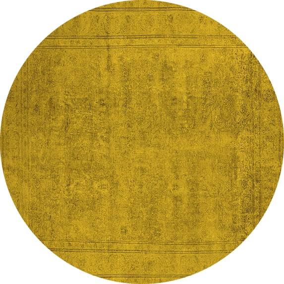 Ahgly Company Indoor Round Oriental Yellow Industrial Area Rugs, 6' Round