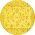 thumbnail image 1 of Ahgly Company Indoor Round Oriental Yellow Traditional Area Rugs, 3' Round, 1 of 4