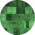 thumbnail image 1 of Ahgly Company Indoor Round Patchwork Emerald Green Transitional Area Rugs, 8' Round, 1 of 4