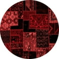 thumbnail image 1 of Ahgly Company Indoor Round Patchwork Red Transitional Area Rugs, 3' Round, 1 of 4