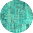 thumbnail image 1 of Ahgly Company Indoor Round Patchwork Turquoise Blue Transitional Area Rugs, 5' Round, 1 of 4