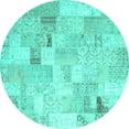 thumbnail image 1 of Ahgly Company Indoor Round Patchwork Turquoise Blue Transitional Area Rugs, 6' Round, 1 of 4