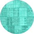 thumbnail image 1 of Ahgly Company Indoor Round Patchwork Turquoise Blue Transitional Area Rugs, 8' Round, 1 of 4