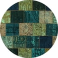 thumbnail image 1 of Ahgly Company Indoor Round Patchwork Turquoise Blue Transitional Area Rugs, 8' Round, 1 of 4