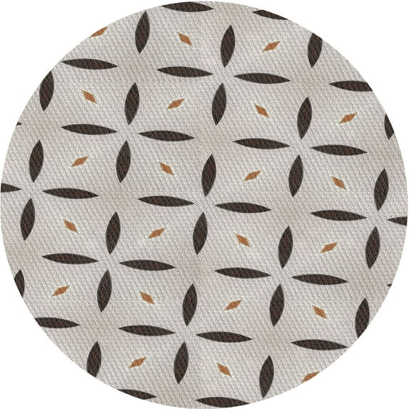 Ahgly Company Indoor Round Patterned Army Brown Area Rugs, 5' Round