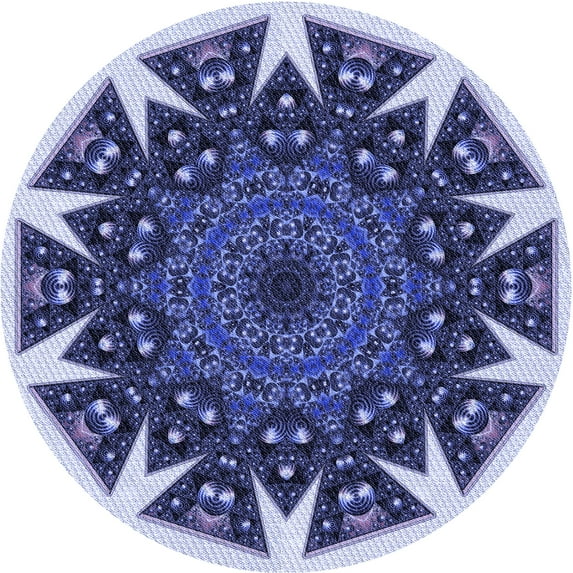 Ahgly Company Indoor Round Patterned Blue Whale Blue Area Rugs, 3' Round