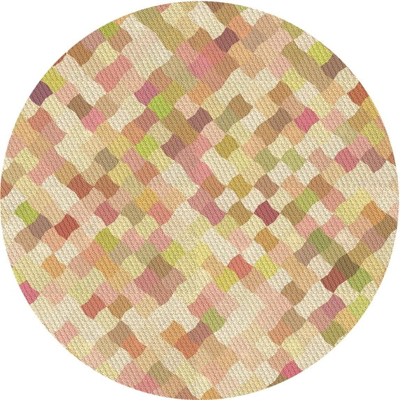 Ahgly Company Indoor Round Patterned Bronze Brown Area Rugs, 7' Round