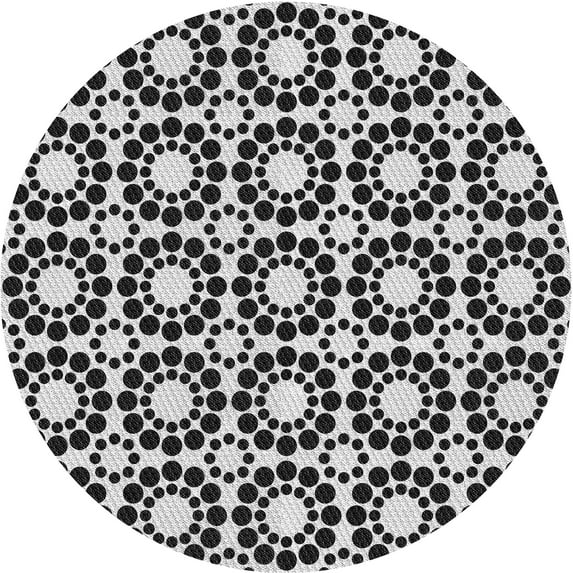 Ahgly Company Indoor Round Patterned Charcoal Black Area Rugs, 4' Round