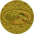 thumbnail image 1 of Ahgly Company Indoor Round Patterned Dark Bronze Brown Area Rugs, 6' Round, 1 of 6