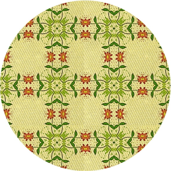 Ahgly Company Indoor Round Patterned Dark Golden Rod Brown Area Rugs, 7' Round