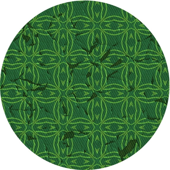 Ahgly Company Indoor Round Patterned Deep Emerald Green Area Rugs, 3' Round