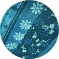 thumbnail image 1 of Ahgly Company Indoor Round Patterned Deep Sky Blue Area Rugs, 5' Round, 1 of 6