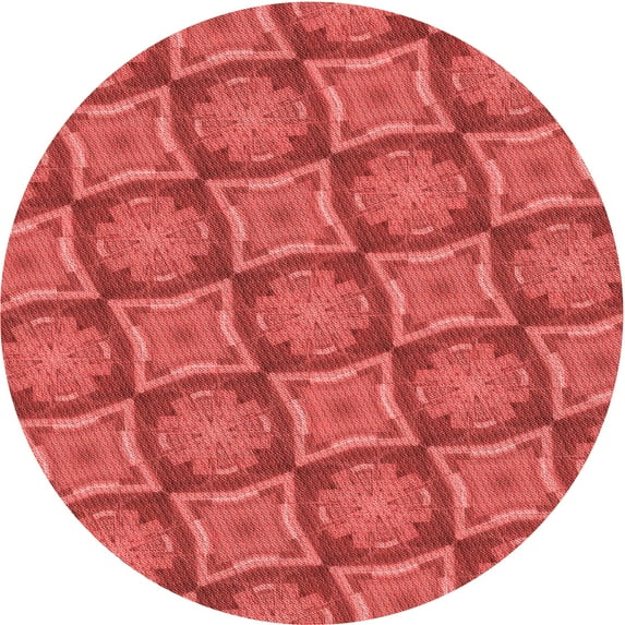 Ahgly Company Indoor Round Patterned Ferrari Red Area Rugs, 7' Round