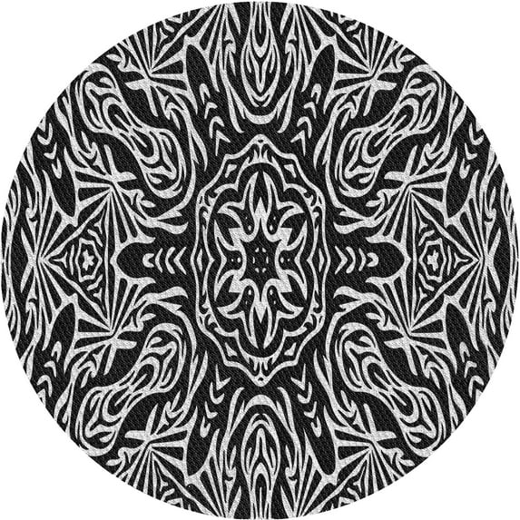 Ahgly Company Indoor Round Patterned Gray Cloud Gray Area Rugs, 3' Round