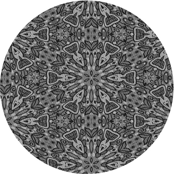 Ahgly Company Indoor Round Patterned Gunmetal Gray Area Rugs, 7' Round