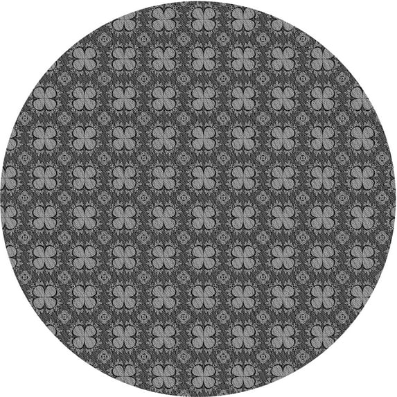 Ahgly Company Indoor Round Patterned Iridium Black Area Rugs, 7' Round
