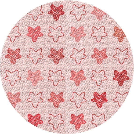 Ahgly Company Indoor Round Patterned Light Rose Pink Area Rugs, 4' Round