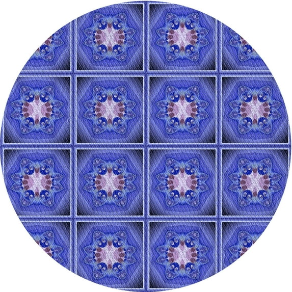 Ahgly Company Indoor Round Patterned Light Slate Blue Area Rugs, 5' Round