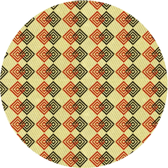Ahgly Company Indoor Round Patterned Mahogany Brown Area Rugs, 3' Round