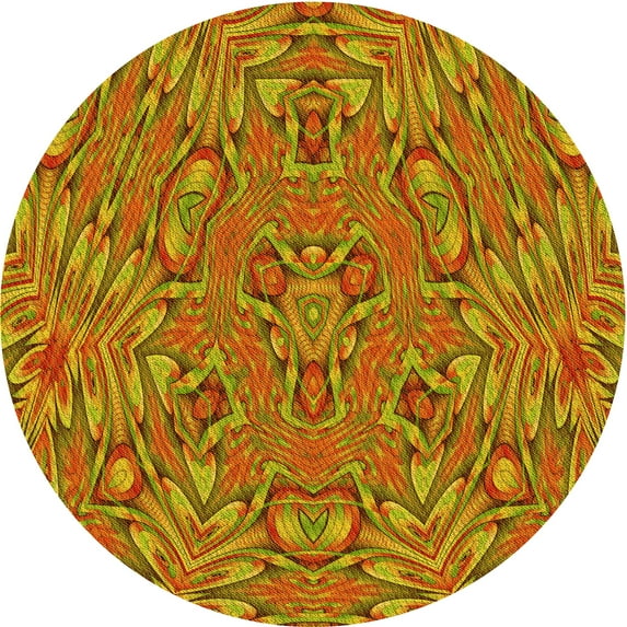 Ahgly Company Indoor Round Patterned Mahogany Brown Area Rugs, 7' Round