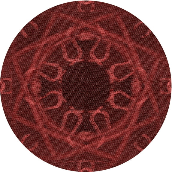 Ahgly Company Indoor Round Patterned Maroon Red Area Rugs, 6' Round