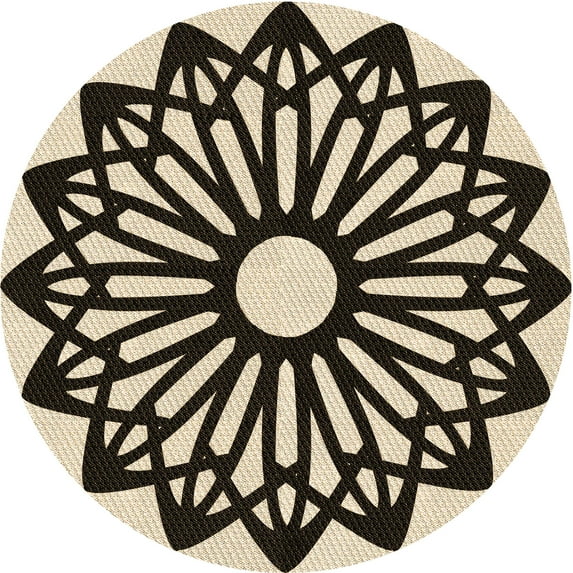 Ahgly Company Indoor Round Patterned Milk Chocolate Brown Area Rugs, 7' Round