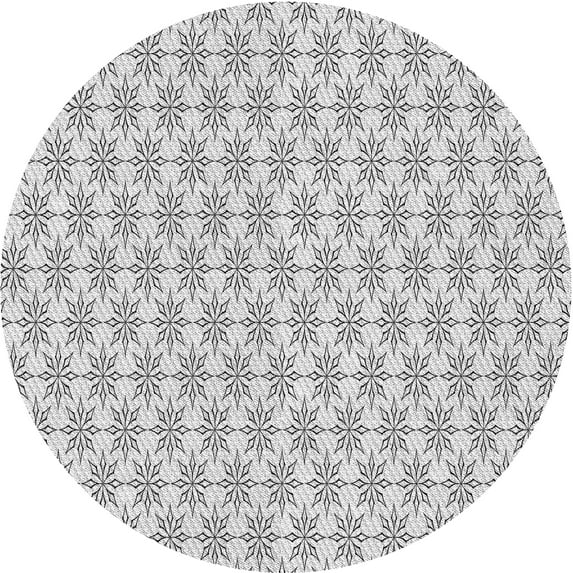 Ahgly Company Indoor Round Patterned Off-White Novelty Area Rugs, 3' Round