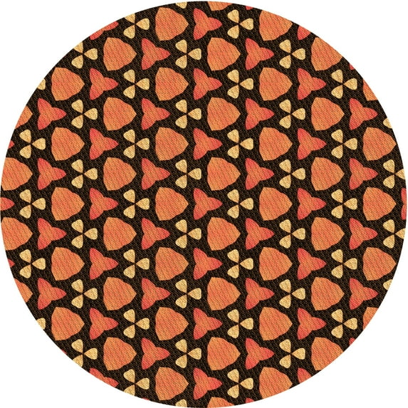 Ahgly Company Indoor Round Patterned Papaya Orange Area Rugs, 8' Round