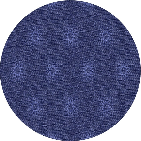 Ahgly Company Indoor Round Patterned Royal Blue Area Rugs, 6' Round