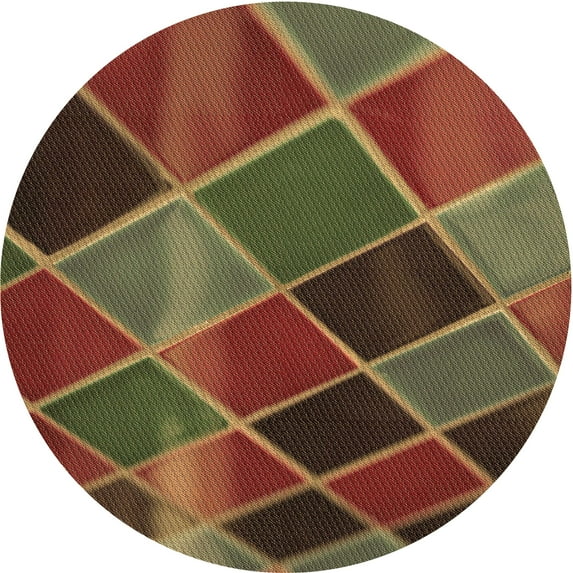 Ahgly Company Indoor Round Patterned Saffron Red Area Rugs, 6' Round