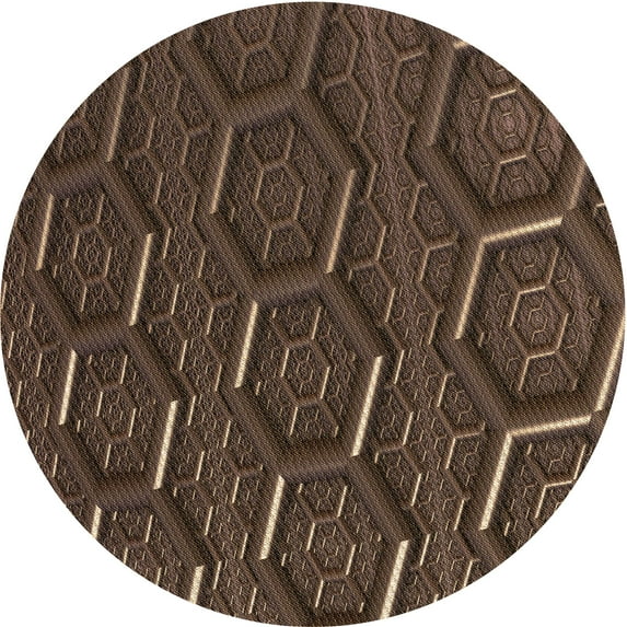 Ahgly Company Indoor Round Patterned Sienna Brown Area Rugs, 5' Round
