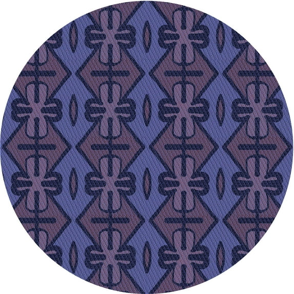 Ahgly Company Indoor Round Patterned Slate Blue Area Rugs, 7' Round