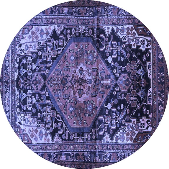 Ahgly Company Indoor Round Persian Blue Traditional Area Rugs, 4' Round